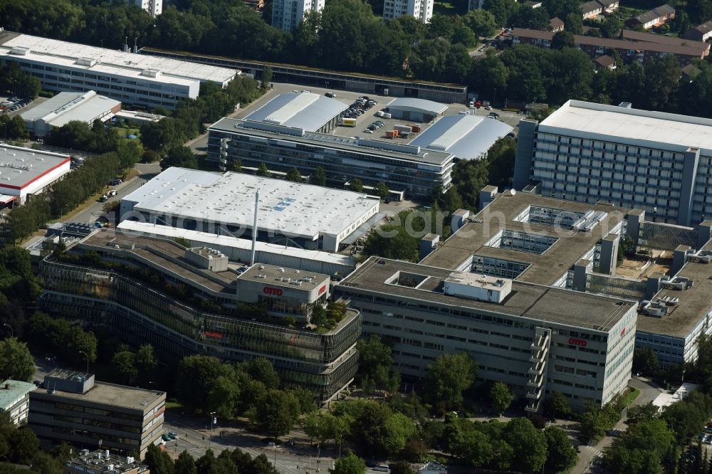 Hamburg from above - Administration building of the company Otto (GmbH & Co KG) in the Werner-Otto-Street in Hamburg