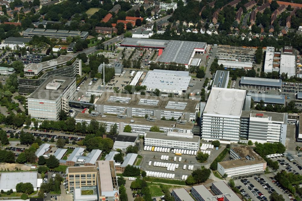 Hamburg from above - Administration building of the company Otto (GmbH & Co KG) in the Werner-Otto-Street in Hamburg