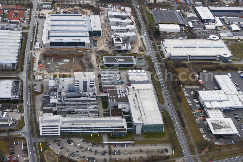 Göttingen from above - Administration building of the company Sartorius in the district Grone in Goettingen in the state Lower Saxony