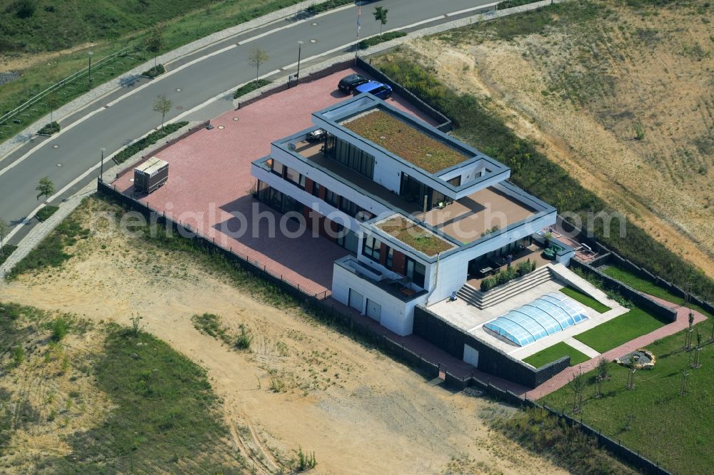 Zwenkau from above - Administration building of the company Saechsisches Seebad Zwenkau GmbH & CO. KG in Zwenkau in the state Saxony