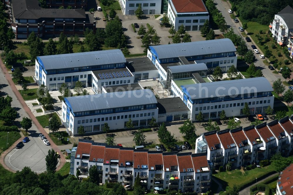 Aerial image Schwerin - Administration building of the company Stadtwerke Schwerin GmbH (SWS) on Eckdrift in Schwerin in the state Mecklenburg - Western Pomerania