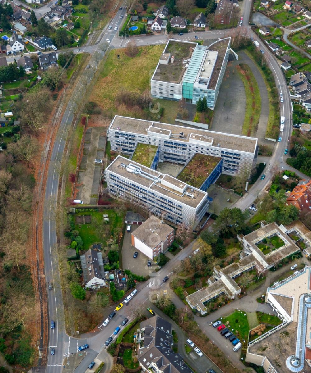 Aerial image Mülheim an der Ruhr - Administration building of the company T-Systems International GmbH on Parsevalstrasse in Muelheim an der Ruhr in the state North Rhine-Westphalia