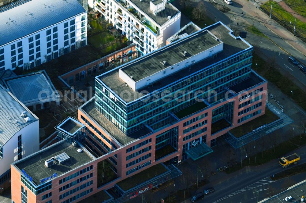 Dessau-Roßlau from the bird's eye view: Office and administration buildings of the insurance company ALLIANZ in Dessau-Rosslau in the state Saxony-Anhalt, Germany