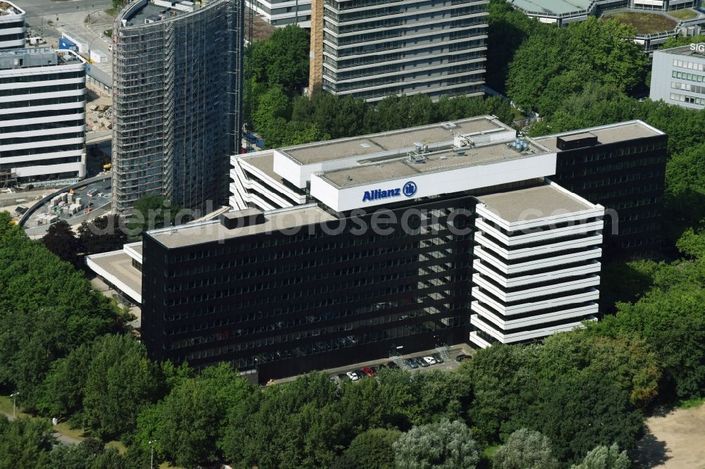 Aerial image Hamburg - Office and administration buildings of the insurance company of ALLIANZ AG on Kapstadtring in Hamburg