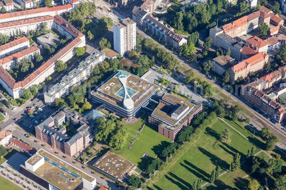 Aerial photograph Karlsruhe - Office and administration buildings of the insurance company BGV / Badische Versicherungen in the district Oststadt in Karlsruhe in the state Baden-Wuerttemberg, Germany