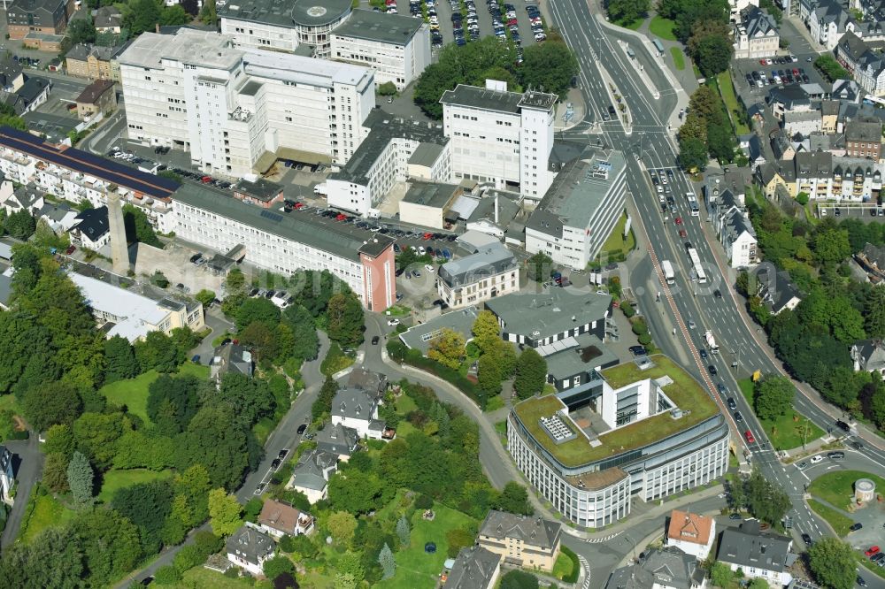 Wetzlar from the bird's eye view: Office and administration buildings of the insurance company DAK-Gesundheit Servicezentrum on Schuetzenstrasse in Wetzlar in the state Hesse, Germany