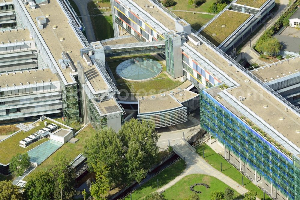 Aerial image Augsburg - Office and administration buildings of the insurance company Deutsche Rentenversicherung Schwaben on Dieselstrasse in Augsburg in the state Bavaria