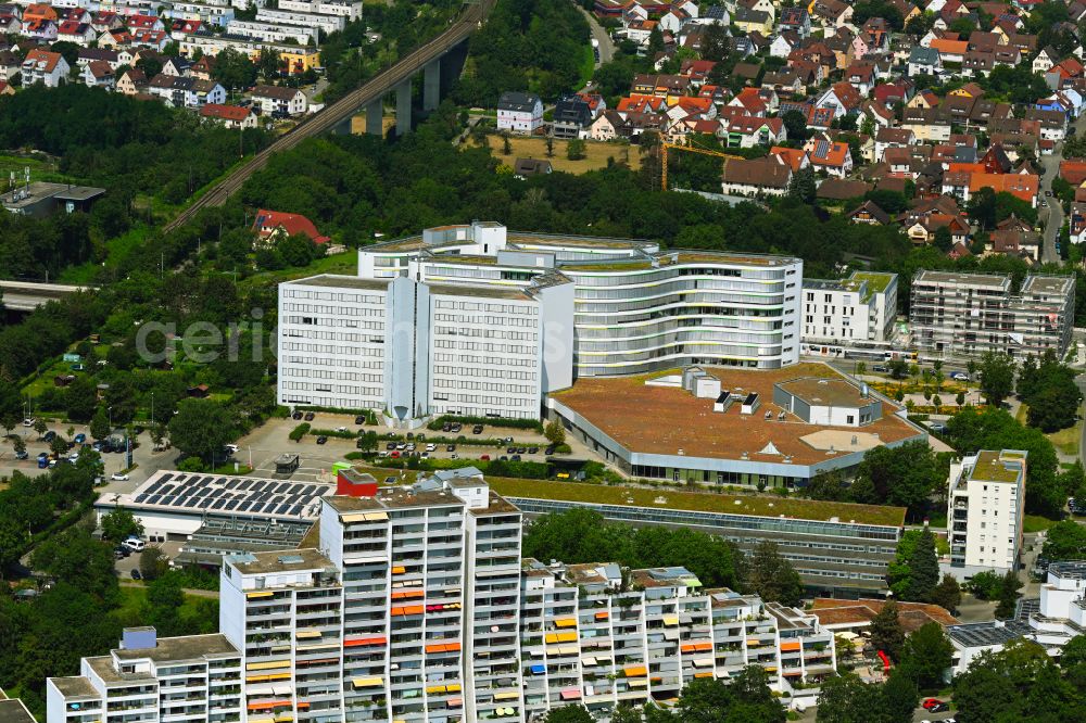 Aerial photograph Stuttgart - Office and administration buildings of the insurance company Deutsche Rentenversicherung on street Adalbert-Stifter-Strasse in the district Freiberg in Stuttgart in the state Baden-Wuerttemberg, Germany