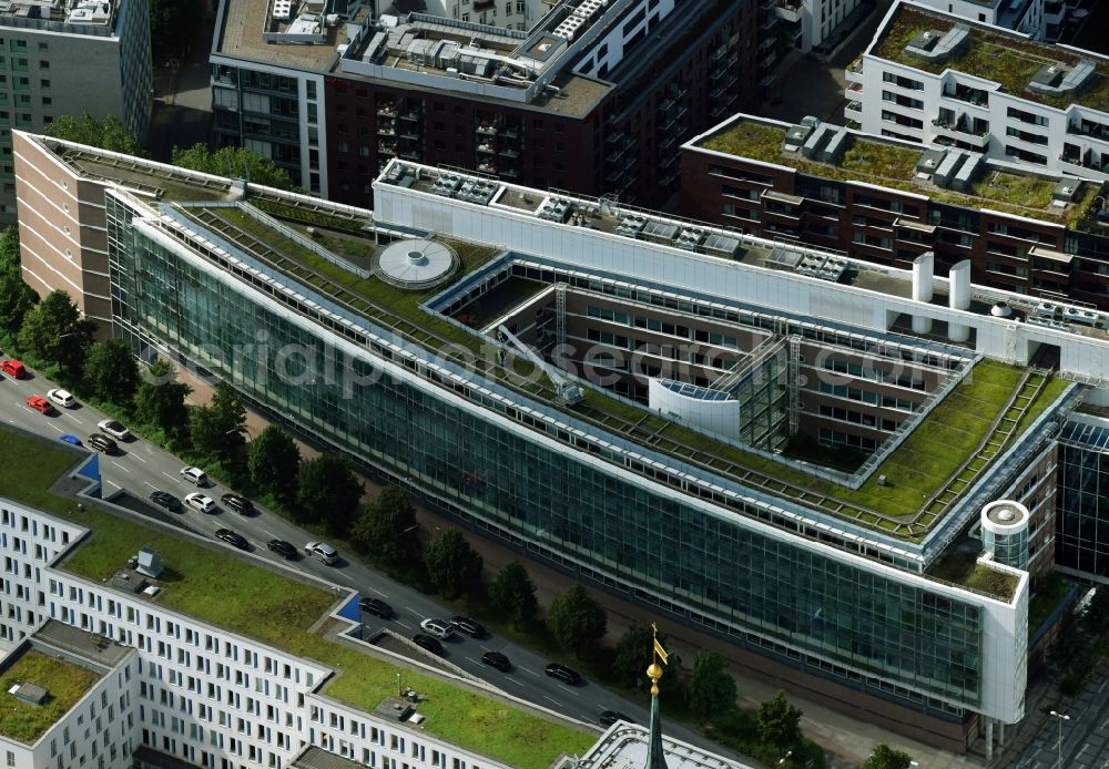 Hamburg from the bird's eye view: Office and administration buildings of the insurance company Deutscher Ring between Neuer Steinweg and Ludwig-Erhard-Strasse in Hamburg, Germany