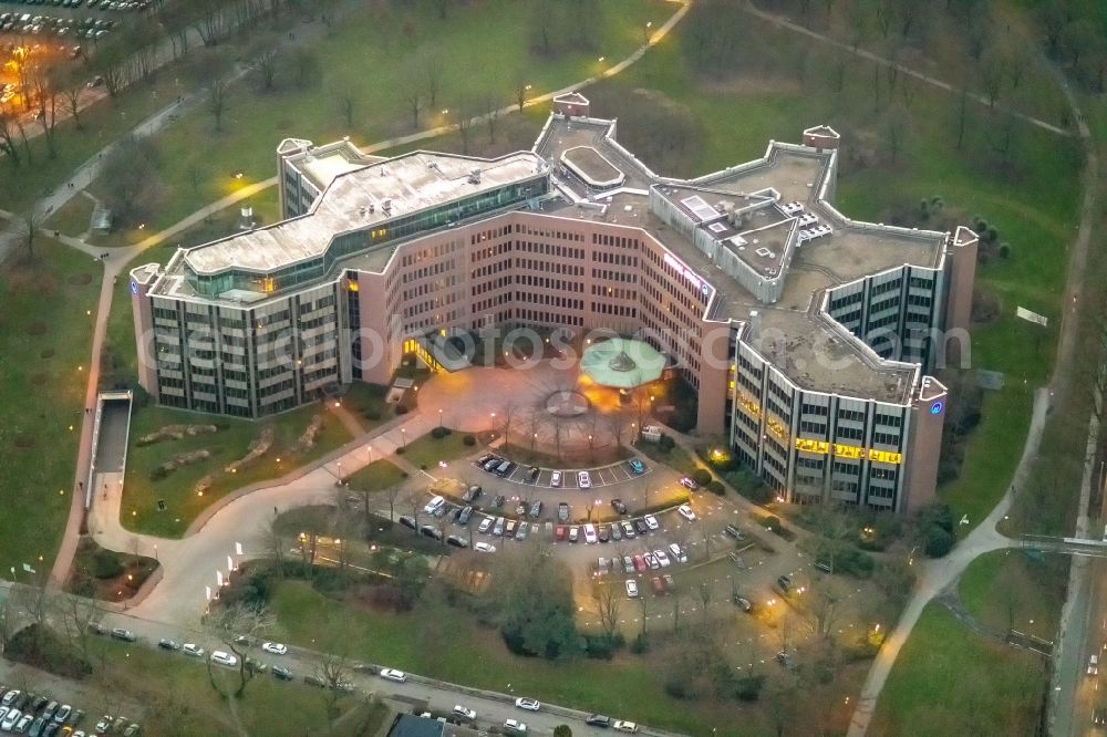 Dortmund from above - Office and administration buildings of the insurance company SIGNAL IDUNA Gruppe Hauptverwaltung Dortmund on Joseph-Scherer-Strasse in Dortmund in the state North Rhine-Westphalia, Germany