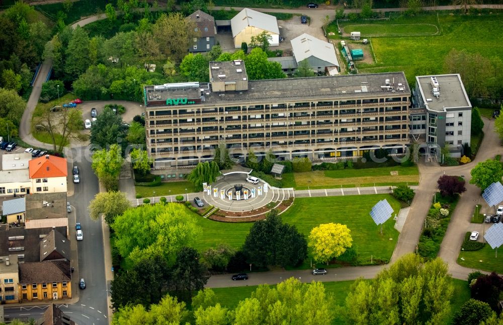 Gevelsberg from the bird's eye view: Administration building of the company AVU AG in Gevelsberg in the state North Rhine-Westphalia