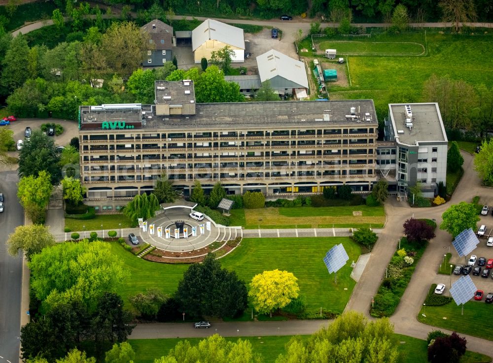 Aerial image Gevelsberg - Administration building of the company AVU AG in Gevelsberg in the state North Rhine-Westphalia