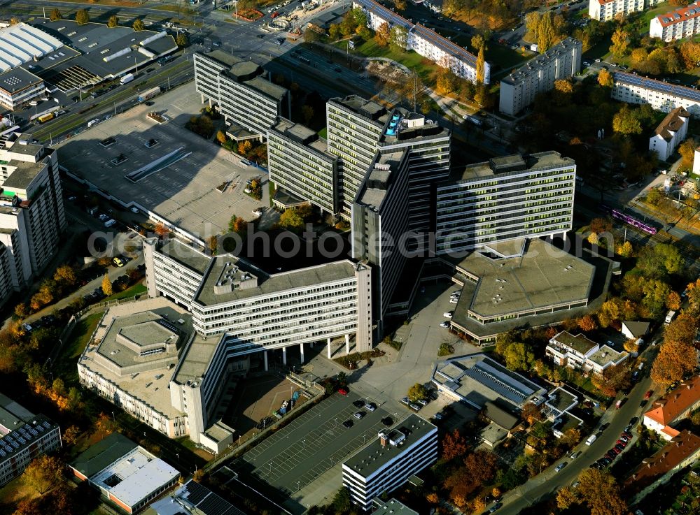 Nürnberg from above - The administration building of the Federal Labour Office in Nuremberg in Bavaria