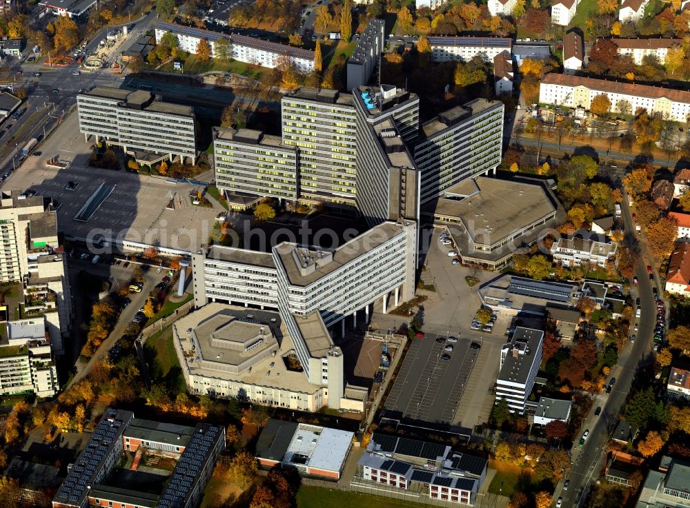 Nürnberg from the bird's eye view: The administration building of the Federal Labour Office in Nuremberg in Bavaria