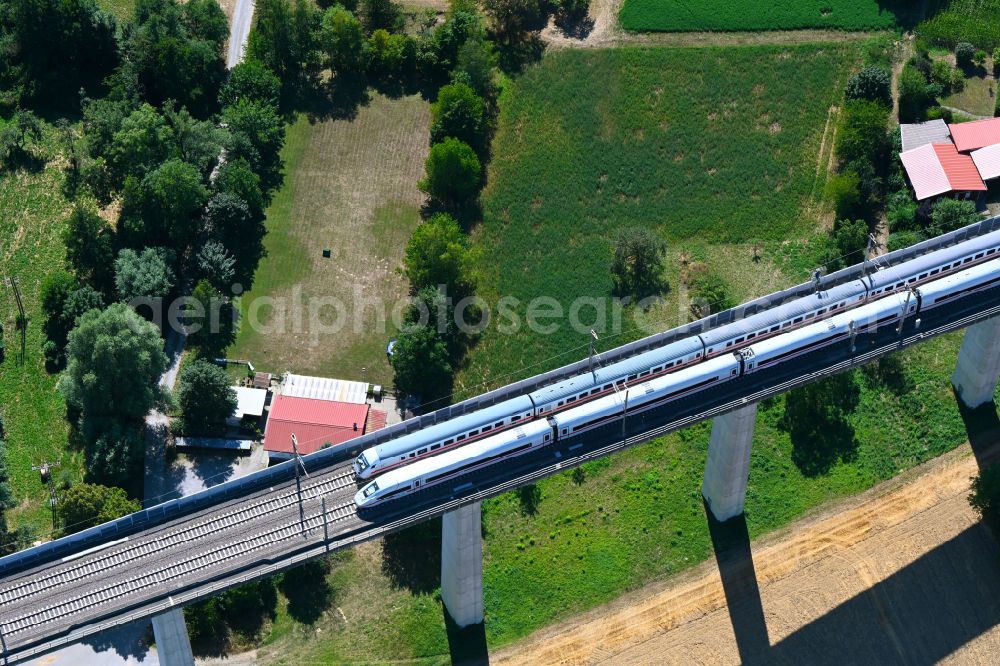 Aerial image Bretten - Viaduct of the railway bridge structure to route the railway tracks on street An der Talbruecke in Bretten in the state Baden-Wuerttemberg, Germany