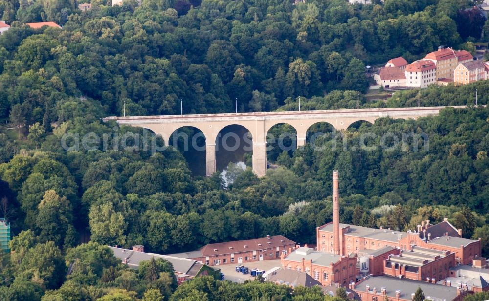 Aerial photograph Görlitz - Viaduct of the railway bridge structure to route the railway tracks in Goerlitz in the state Saxony, Germany