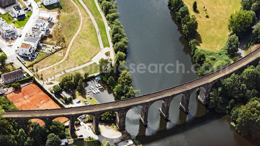 Aerial image Herdecke - Viaduct of the railway bridge structure to route the railway tracks in Herdecke in the state North Rhine-Westphalia, Germany