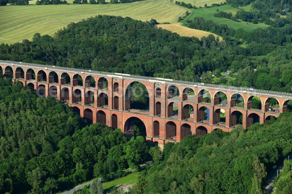 Aerial photograph Netzschkau - Viaduct of the railway bridge structure to route the railway tracks on street Brueckenstrasse in Netzschkau Vogtland in the state Saxony, Germany