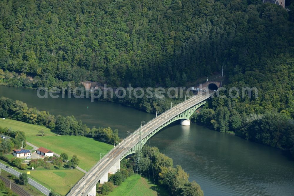 Neuendorf from above - Viaduct of the railway bridge structure to route the railway tracks in Neuendorf in the state Bavaria