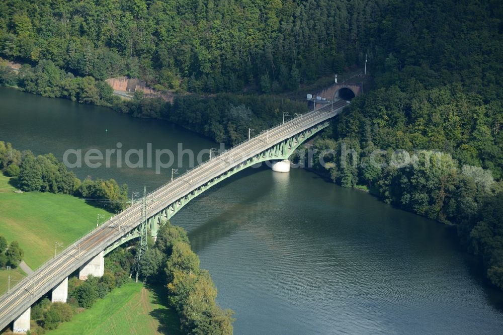 Aerial image Neuendorf - Viaduct of the railway bridge structure to route the railway tracks in Neuendorf in the state Bavaria