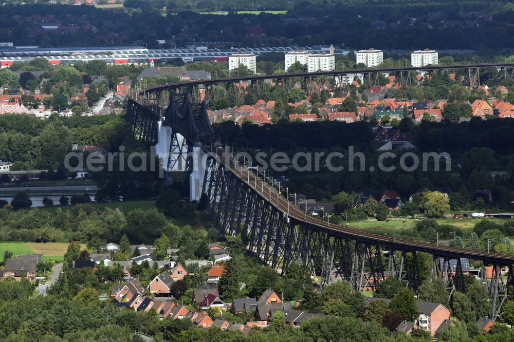 Aerial image Osterrönfeld - Viaduct of the railway bridge structure to route the railway tracks in Osterroenfeld in the state Schleswig-Holstein