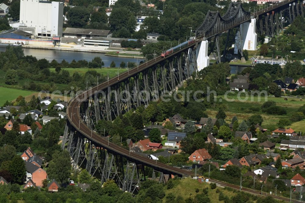 Aerial image Osterrönfeld - Viaduct of the railway bridge structure to route the railway tracks in Osterroenfeld in the state Schleswig-Holstein