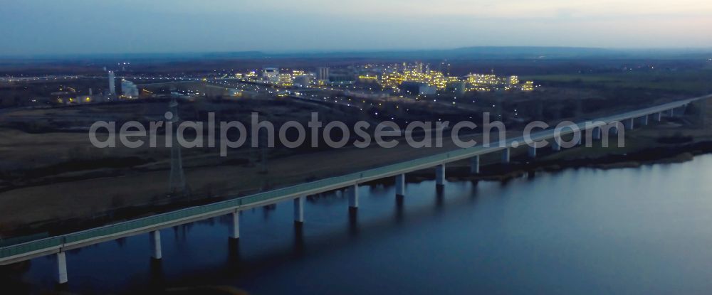 Aerial image Rattmannsdorf - Viaduct of the railway bridge structure to route the railway tracks in Rattmannsdorf in the state Saxony-Anhalt, Germany