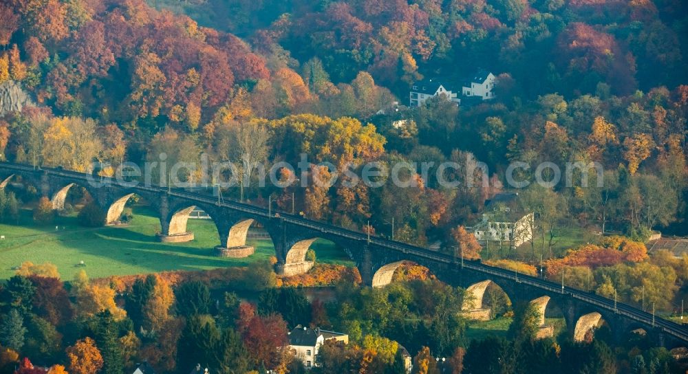 Witten from the bird's eye view: Viaduct of the railway bridge structure Ruhrviadukt in Witten in the state North Rhine-Westphalia