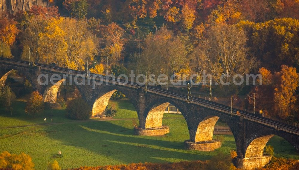 Aerial image Witten - Viaduct of the railway bridge structure Ruhrviadukt in Witten in the state North Rhine-Westphalia