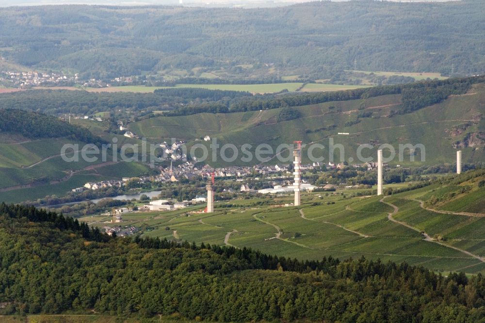 Aerial image Zeltingen-Rachtig - Viaduct bridges new building construction site with near Zeltingen- Rachtig in the state of Rhineland-Palatinate