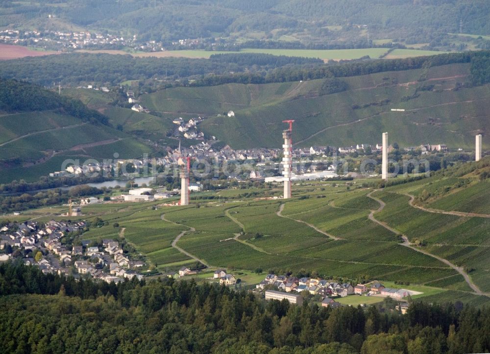 Aerial photograph Zeltingen-Rachtig - Viaduct bridges new building construction site with near Zeltingen- Rachtig in the state of Rhineland-Palatinate