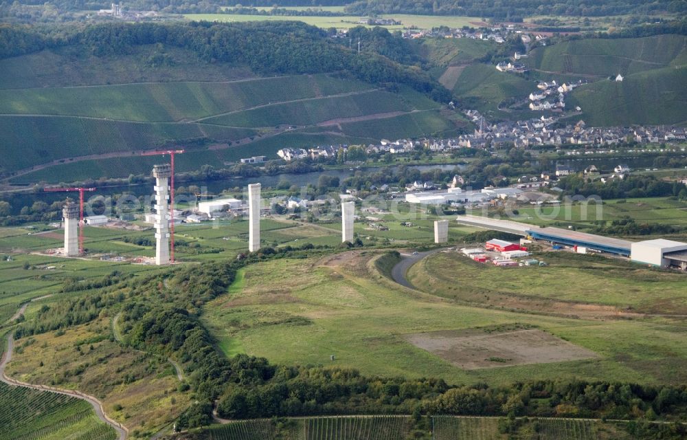 Zeltingen-Rachtig from above - Viaduct bridges new building construction site with near Zeltingen- Rachtig in the state of Rhineland-Palatinate