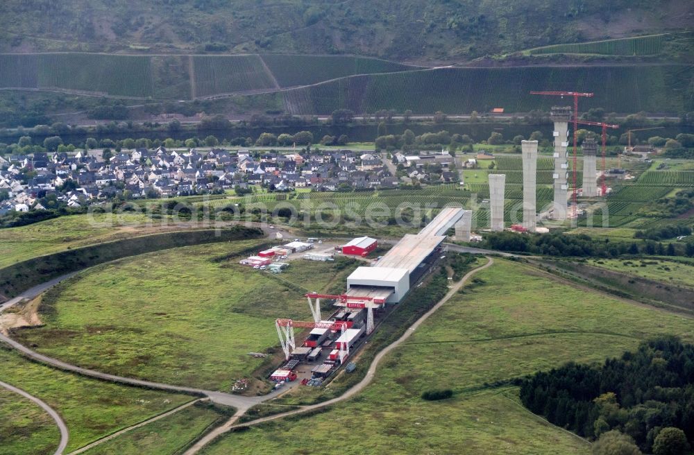 Zeltingen-Rachtig from the bird's eye view: Viaduct bridges new building construction site with near Zeltingen- Rachtig in the state of Rhineland-Palatinate