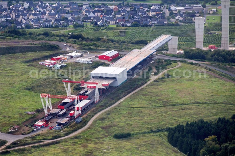 Aerial image Zeltingen-Rachtig - Viaduct bridges new building construction site with near Zeltingen- Rachtig in the state of Rhineland-Palatinate