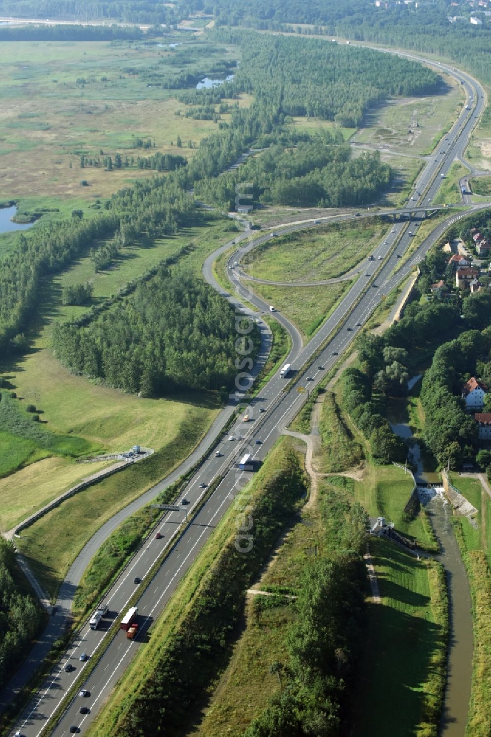 Böhlen from above - Viaduct of the expressway B95 and B2 in Boehlen in the state Saxony