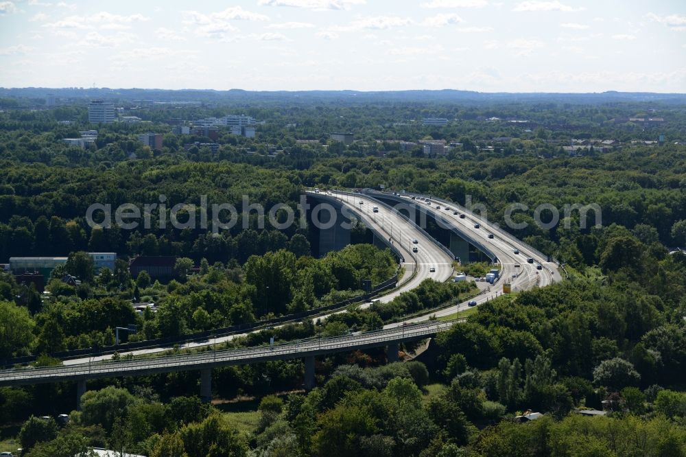 Aerial photograph Kiel - Viaduct of the expressway the main road B503 in Kiel in the state Schleswig-Holstein