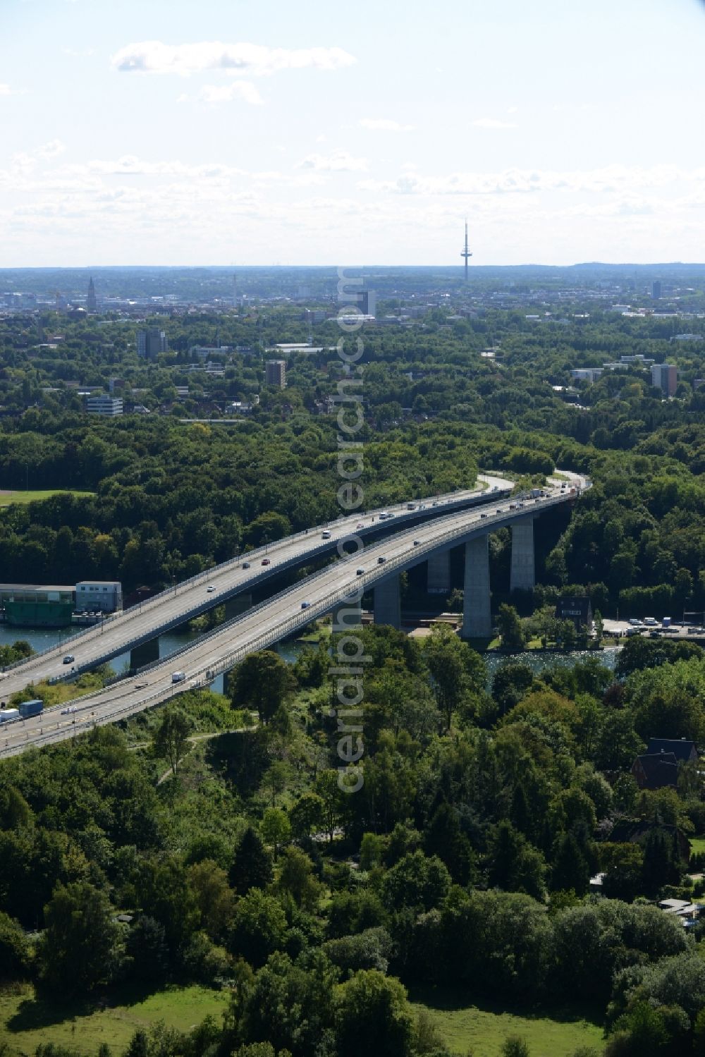 Kiel from above - Viaduct of the expressway the main road B503 in Kiel in the state Schleswig-Holstein