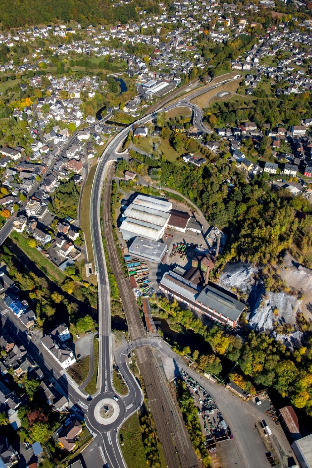 Niederschelden from the bird's eye view: Viaduct of the expressway B62 in Niederschelden in the state Rhineland-Palatinate