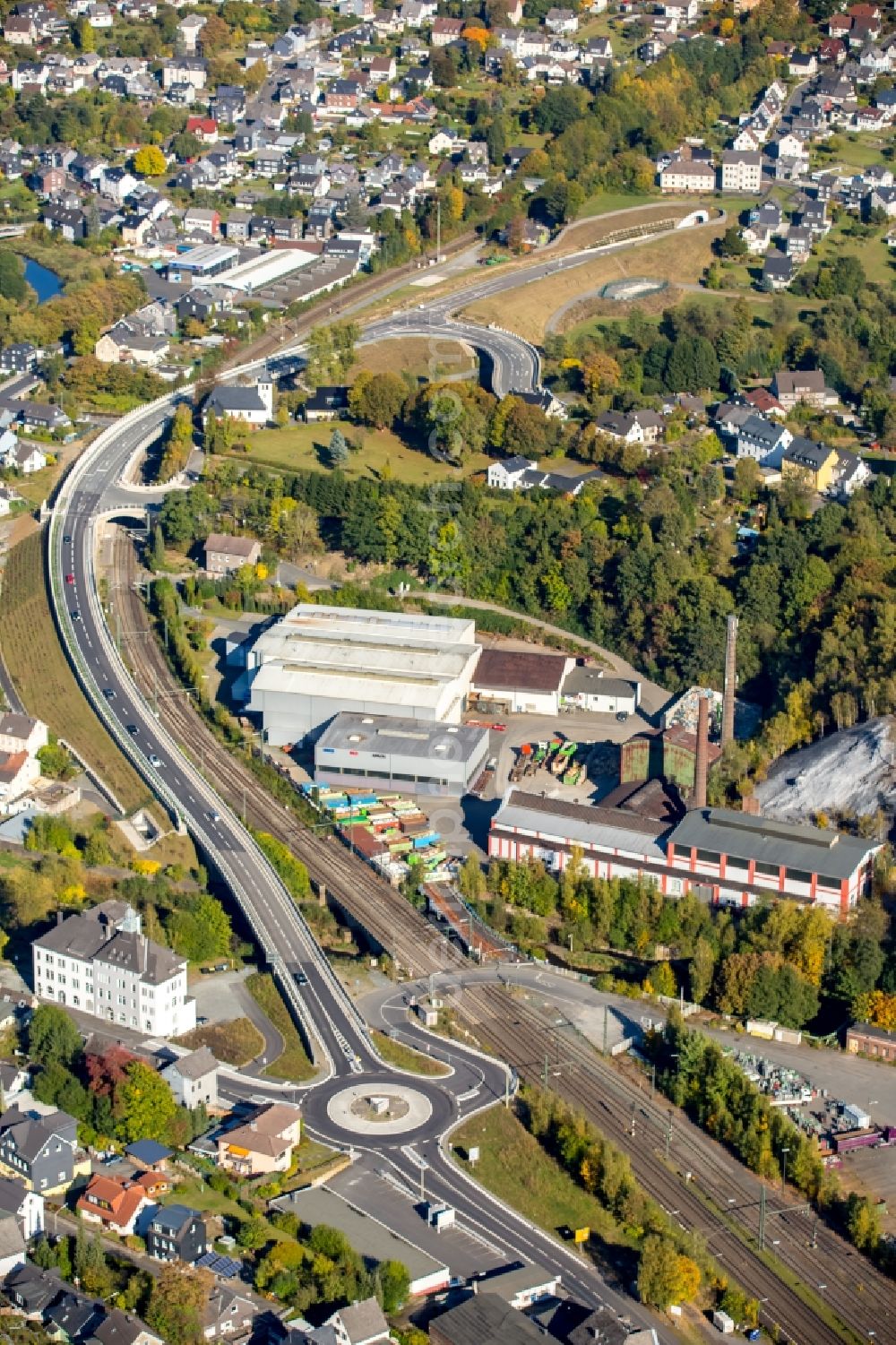 Aerial image Niederschelden - Viaduct of the expressway B62 in Niederschelden in the state Rhineland-Palatinate