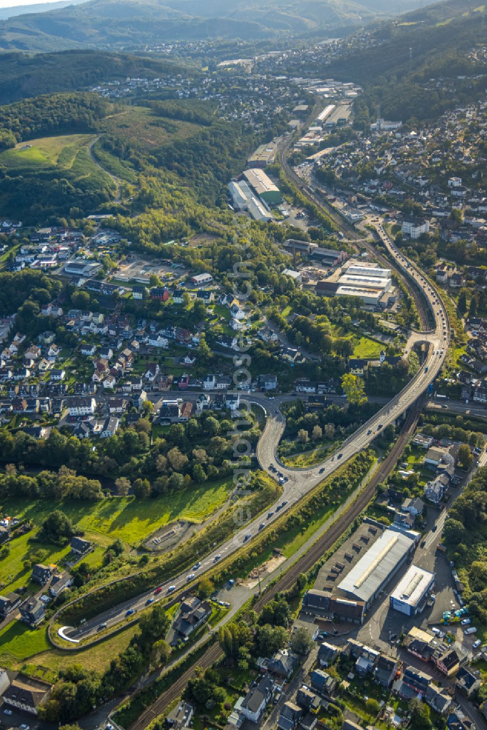 Niederschelden from the bird's eye view: Viaduct of the expressway B62 in Niederschelden in the state Rhineland-Palatinate