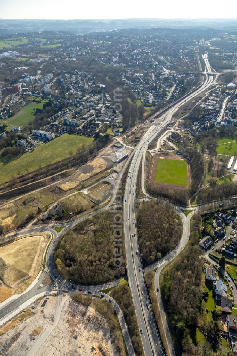 Aerial photograph Bochum - Viaduct of the expressway Nordhausen-Ring in Bochum in the state North Rhine-Westphalia, Germany