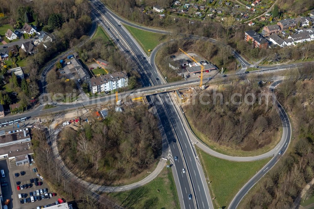 Bochum from above - Viaduct of the expressway Nordhausen-Ring in Bochum in the state North Rhine-Westphalia, Germany