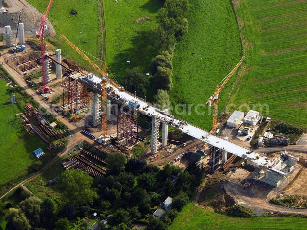 Laasen from above - 27.08.2005 Laasen; Viaduktbau in Gera Laasen