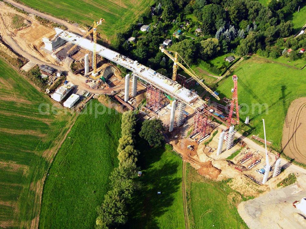 Laasen from above - 27.08.2005 Laasen; Viaduktbau in Gera Laasen