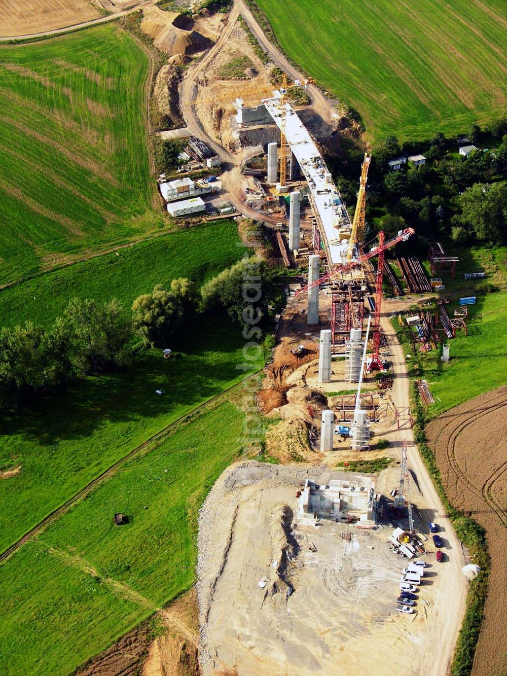 Aerial image Laasen - 27.08.2005 Laasen; Viaduktbau in Gera Laasen