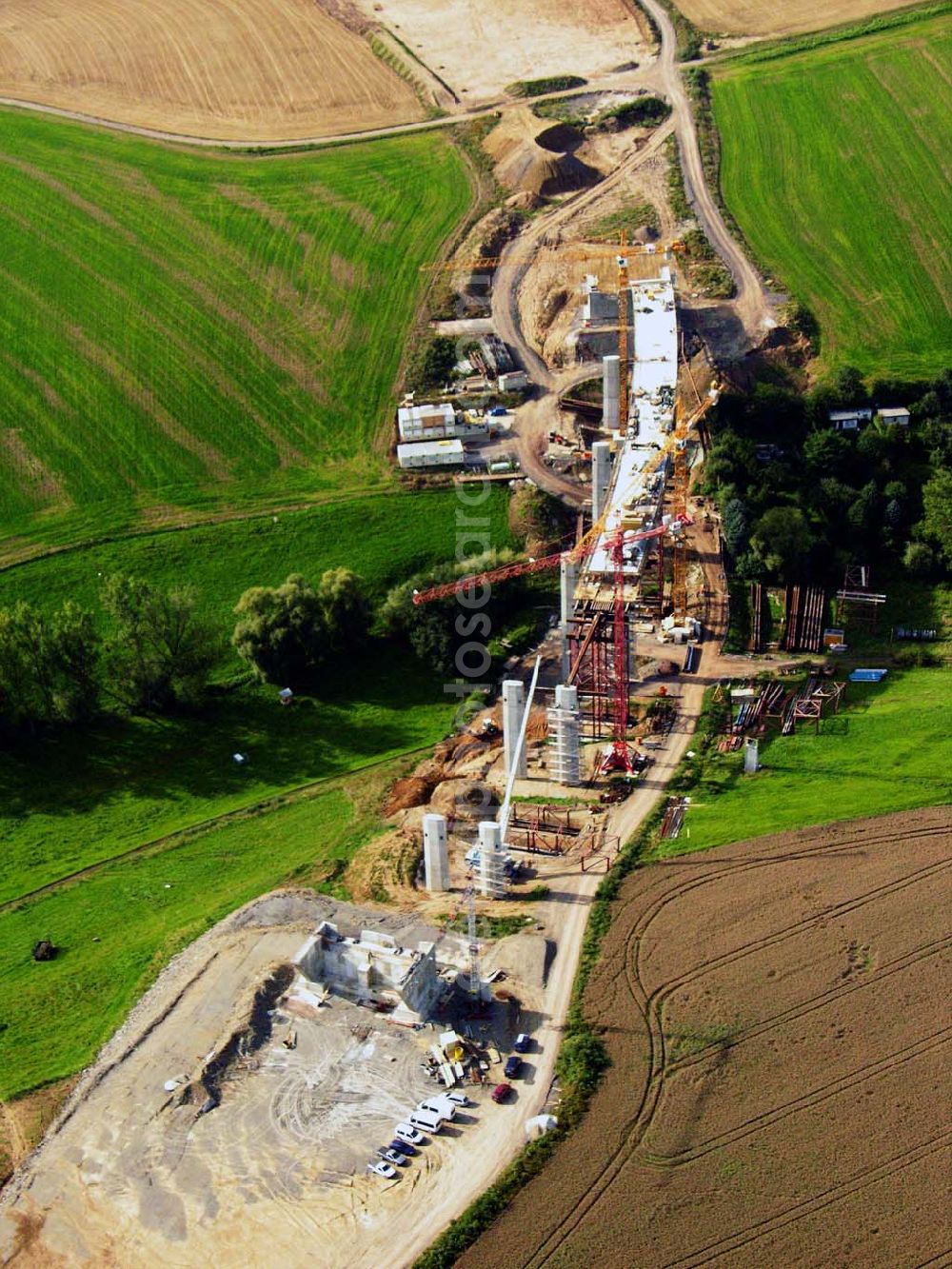 Aerial photograph Laasen - 27.08.2005 Laasen; Viaduktbau in Gera Laasen