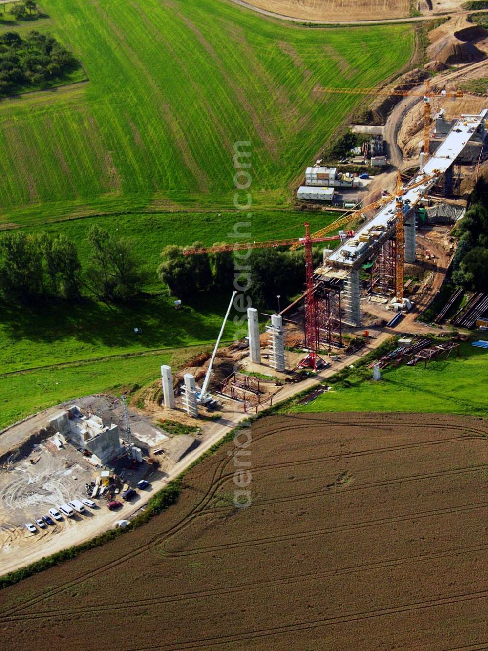 Laasen from above - 27.08.2005 Laasen; Viaduktbau in Gera Laasen