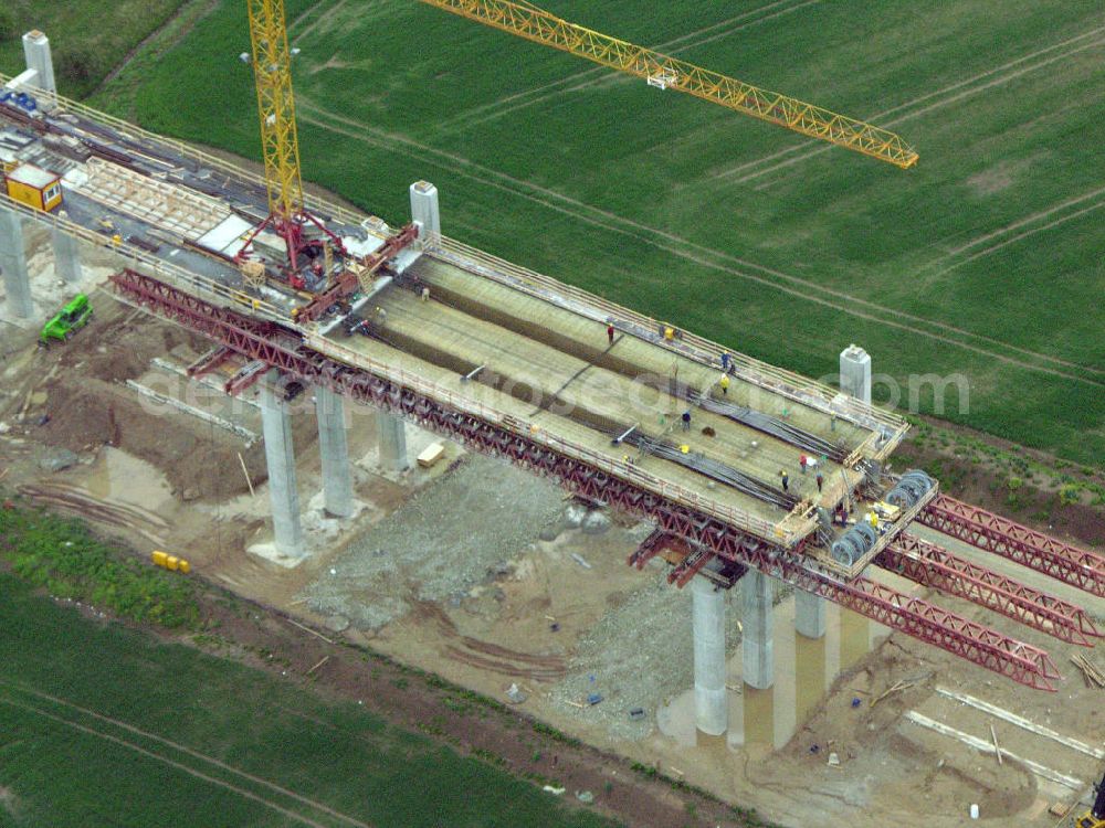 Aerial image Alberstedt - Alberstedt mit Blick auf die Viaduktbaustelle der Firma OEVERMANN bei 06279 Alberstedt in Sachsen-Anhalt