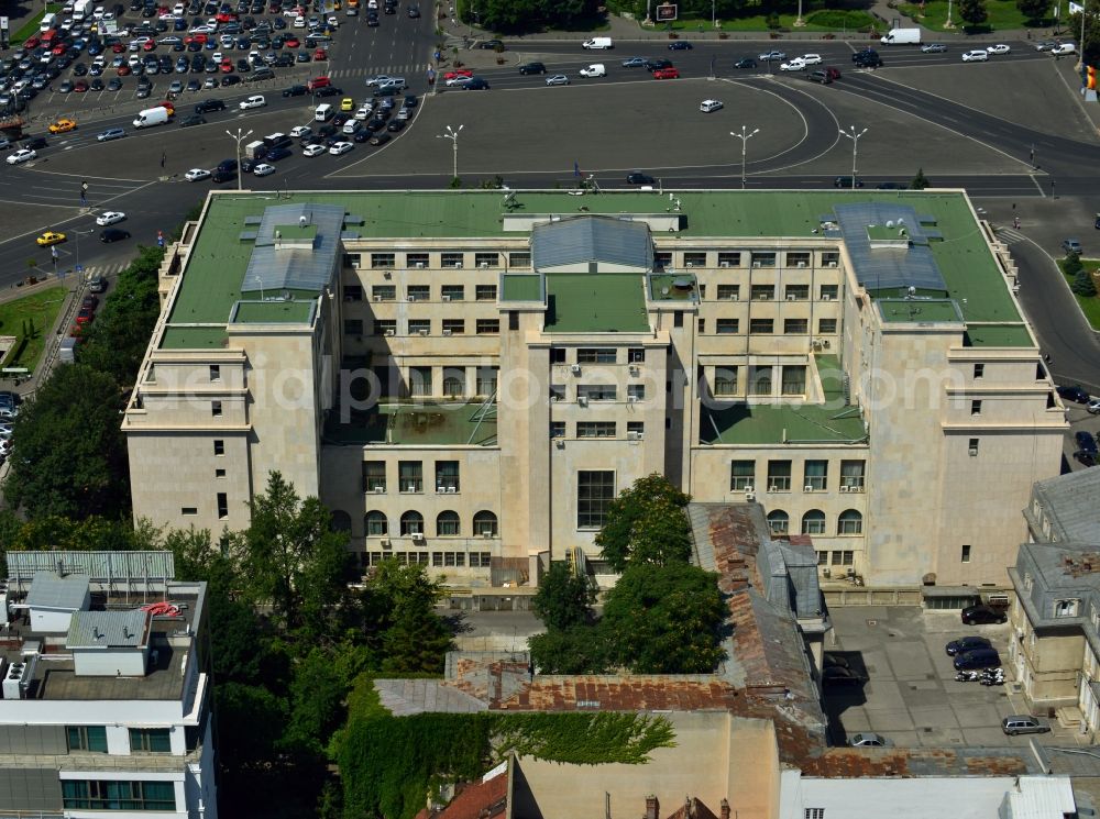 Bukarest from above - View of the Victoria Palace in Bucharest in Romania