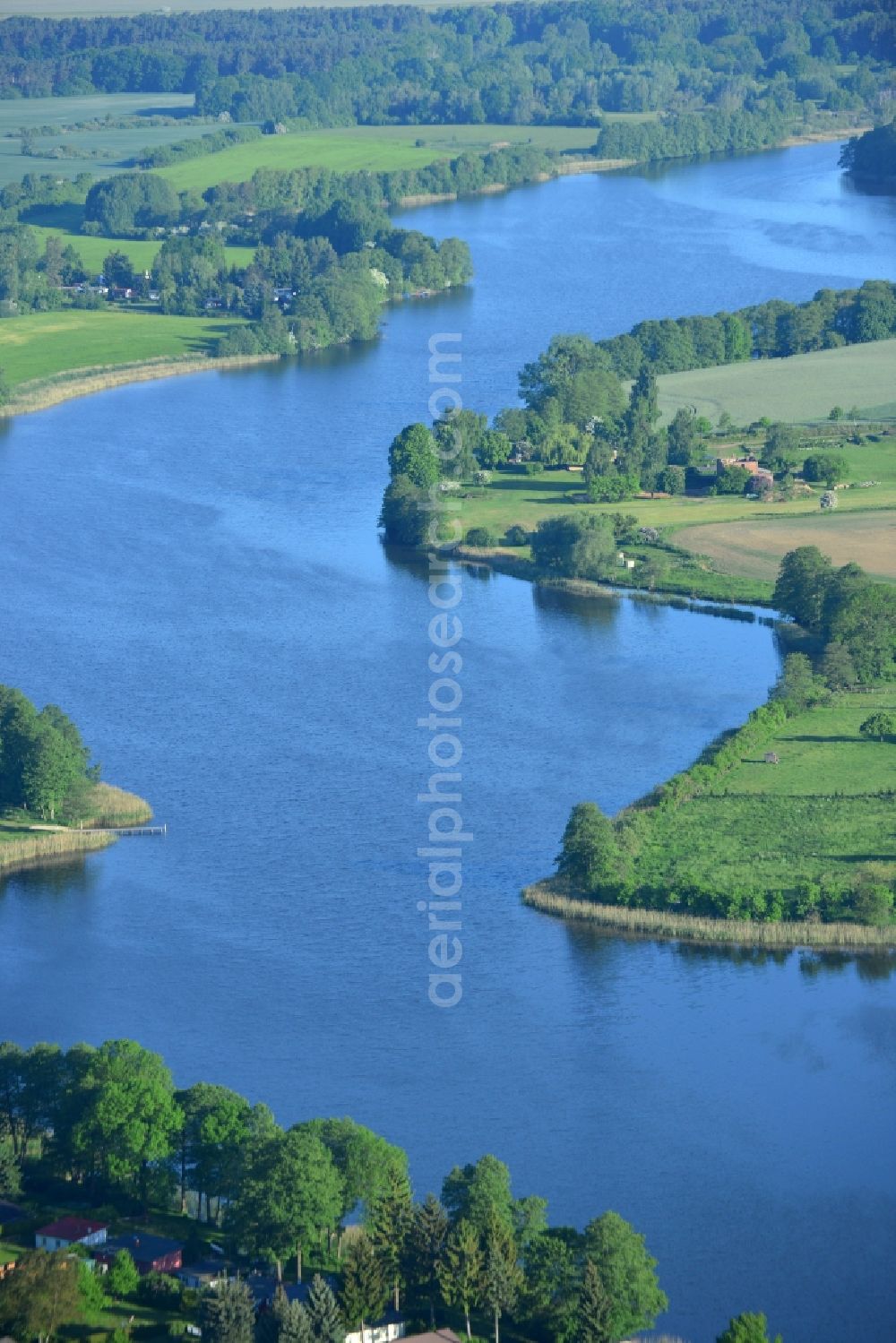 Vielitzsee from the bird's eye view: View of the Vielitzsee lake in the borough of Vielitzsee in the state of Brandenburg. The borough is located in the Ostprignitz-Ruppin county district